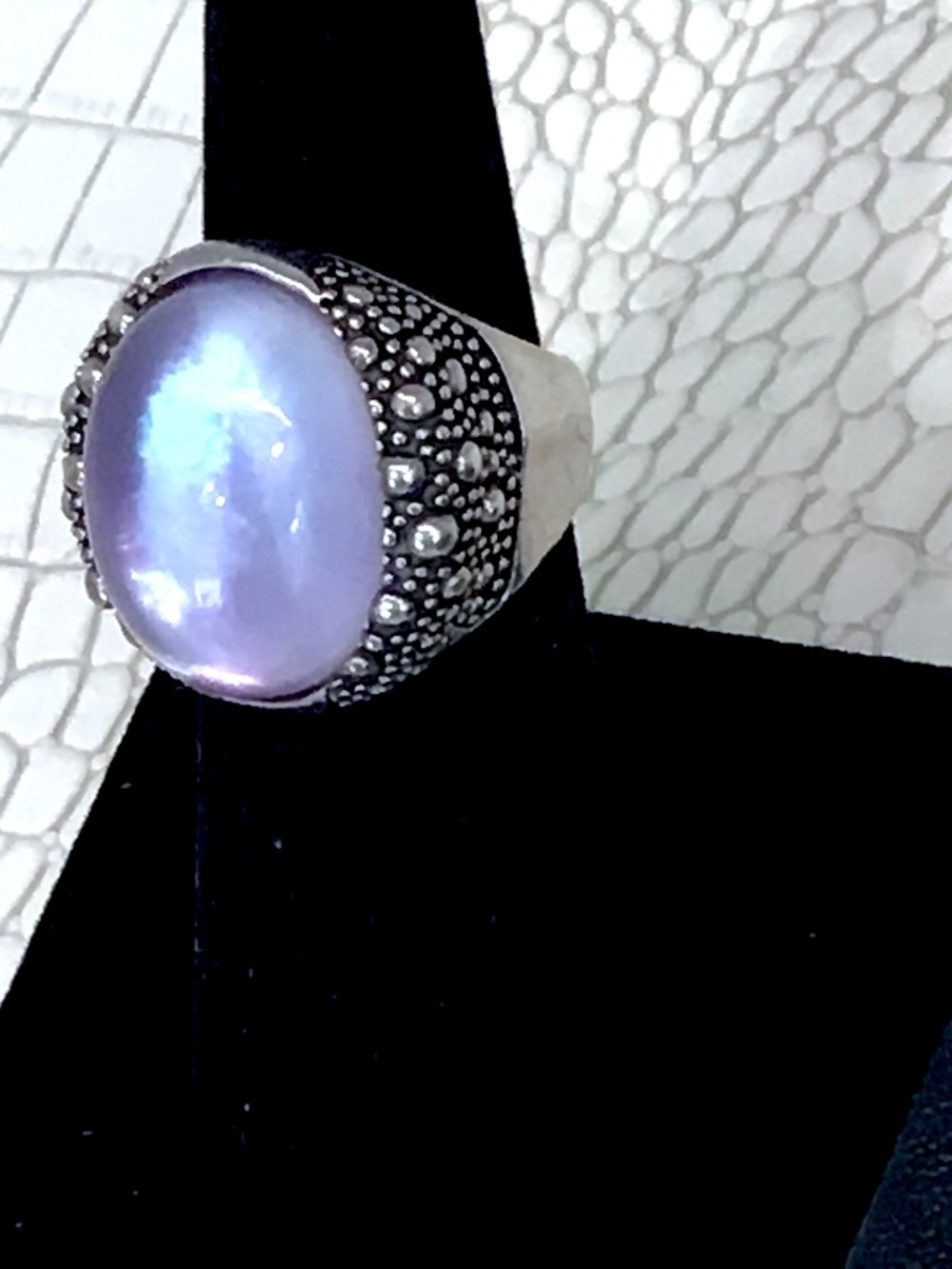 Brand New Michael Dawkins Sterling Starry Night Oval Doublet MOP & Amethyst Crys